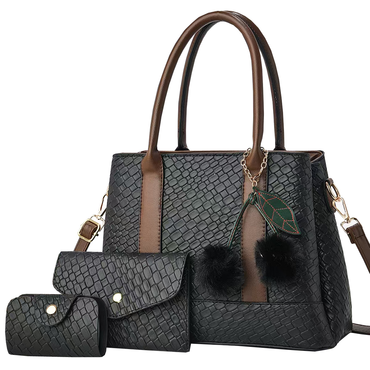 main_4-97 Wholesale Women Fashion Casual Large Capacity Stone Pattern Handbag Three-Piece Set - Image 1