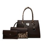 Wholesale Women Fashion Casual Leopard Stitching Large Capacity Handbag Three-Piece Bag Set - Image 4