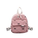 Women Fashion Corduroy Bowknot Printed Mini Backpack - Image 5