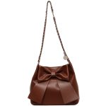 Women Fashion Simple Bow PU Shoulder Bag - Image 5