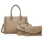 Wholesale Women Fashion Casual Solid Color Litchi Pattern Handbag Three-Piece Bag Set - Image 2