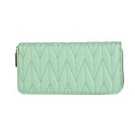 Women'S Fashion Pu Leather Embroidery Thread Solid Color Large Capacity Long Coin Purse - Image 5