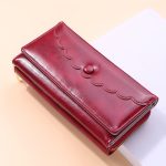 Wholesale Women Fashion Retro Lace Button Oil Wax Leather Long Coin Purse - Image 6