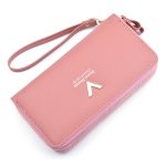 Women Fashion Simple Litchi Pattern Double Zipper Long Purses - Image 5