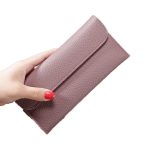Wholesale Women Long Large Capacity Solid Color Litchi Pattern Wallet Purse - Image 5