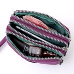 Women Fashion Solid Color Frosted Three-Layer Zipper Storage Purses - Image 5