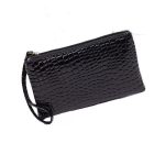 Women Simple Solid Color Stone Pattern Zipper Long Purses - Image 5