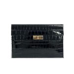 Women Simple Crocodile Flap Lock Rectangular Purses - Image 5