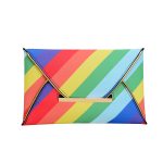 Wholesale Women Fashion Rainbow Color Block Envelope Rectangular Purses - Image 5