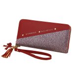 Women Fashion Color Contrast Zipper Large Capacity Long Wallet - Image 5