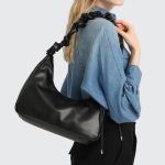 Wholesale Women Fashion Casual Solid Color Pleated Lace-Up Shoulder Bag - Image 4