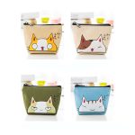 Women Cute Cat Pattern Zipper Design Canvas Wallet