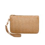 Simple Solid Color Straw Zipper Wallet - Image 5