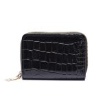 Unisex Fashion Crocodile Pattern Lacquered Multi-Card Zip Mini Wallet - Image 5