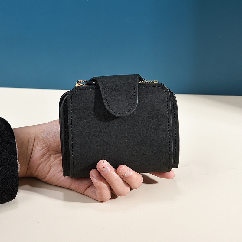 main_5-445 Wholesale Women Retro Simple Multi-Card Solid Color Wallet - Image 1