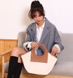 Wholesale Women Fashion Casual Color Blocking Clutch Canvas Bag - Image 5