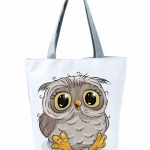 Wholesale Simple White Creative Cartoon Owl Print Shopping Bag - Image 5