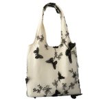 Wholesale Women Fashion Creative Embroidered Black Butterfly Lace Large Capacity Canvas Tote Bag - Image 5