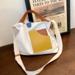 Wholesale Women Fashion Design Paneled Canvas Tote Bag - Image 6