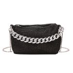 Wholesale Women Fashion Cylinder Chain Rhinestone Zipper Crossbody Bag - Image 5
