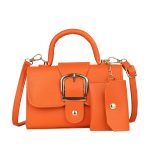 Wholesale 2 In 1 Women Fashion Flap Buckle Design Solid Color PU Crossbody Bag - Image 5