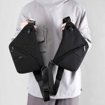 Men Casual Sports Solid Color Oxford Chest Bag - Image 5