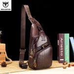 Wholesale Men Vintage Zipper Design Multi-pocket Business Leather Chest Bag - Image 5