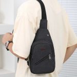Wholesale Men Fashion Casual Commuter Canvas Chest Bag - Image 3