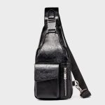 Wholesale Men Casual Vintage Commuter Zipper PU Chest Bag - Image 5