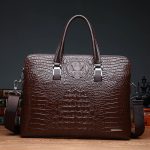 Wholesale Men Fashion Business Office Crocodile Handle Bag - Image 4