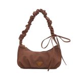 Women Fashion Casual Solid Color Pleated Lace-Up Shoulder Bag - Image 5