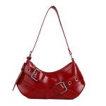 Wholesale Women Fashion Casual Solid Color Belt Baguette Shoulder Bag - Image 5