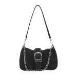 Wholesale Women Fashion Casual Solid Color Chain Belt Denim Shoulder Bag - Image 5