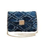 Wholesale Women Fashion Casual Denim Chain Small Square Flip Shoulder Bag - Image 5