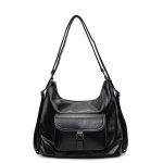 Women Fashion Retro Casual Solid Color Large Capacity Multifunctional Shoulder Bag - Image 5