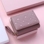 Women Fashion Embroidered Heart Tri-Fold Zipper Wallet - Image 6