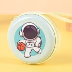 Women Cartoon Astronaut Round Mini Tinplate Zipper Wallet - Image 5