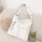 Women Simple Casual Canvas Student Tote Shopping Bag - Image 6