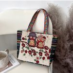 Wholesale Women Fashion Ethnic Embroidered Canvas Tote Bag