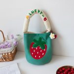 Wholesale Women Fashion Strawberry Embroidered Canvas Tote Bag - Image 6