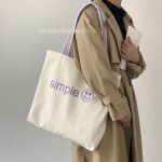 Wholesale Simple Embroidered Letters Large Capacity Canvas Bag - Image 6