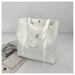 Wholesale Women Fashionable Simple Solid Color Large Capacity Canvas Tote Bag