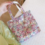Wholesale Women Fashion Small Tiny Flower Pattern Canvas Tote Bag - Image 7