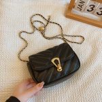 Wholesale Women Fashion Solid Color Flap Lock Square Chain PU Crossbody Bag - Image 6