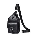Wholesale Men Casual Vintage Commuter Zipper PU Chest Bag - Image 6