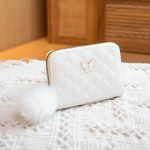 Women Fashion Embroidered Rhombus Butterfly Decorated Pom Pom Short Wallet - Image 7