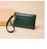 Fashion Solid Color Litchi Double Zip Wallet - Image 8