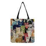Wholesale Fashionable Foldable Portable Cute Cat Group Printing Shopping Bag - Image 6