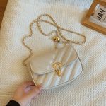 Wholesale Women Fashion Solid Color Flap Lock Square Chain PU Crossbody Bag - Image 7
