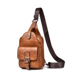 Wholesale Men Casual Vintage Commuter Zipper PU Chest Bag - Image 7
